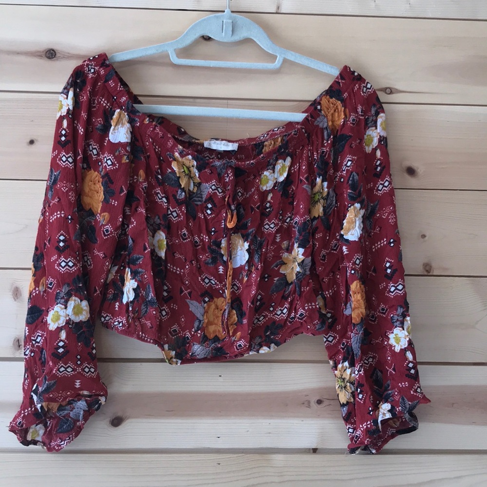 Patterned country crop top off the shoulder
